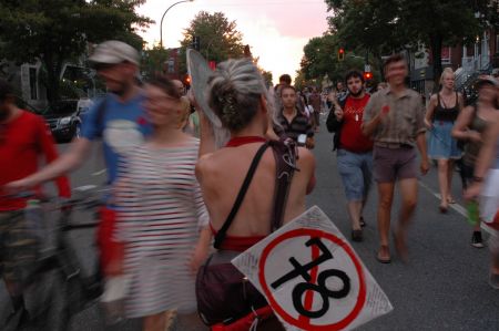 Anti Law-78 placard at August 1 night demonstration. Photo by Dawn Paley