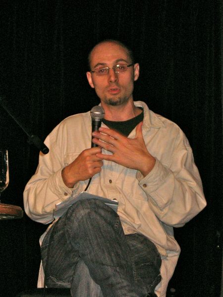 "Stop Signs" author Yves Engler rallied the crowd with his anti-car rhetoric (Natascia Lypny photo).