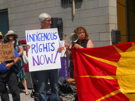 Around 200 people protested unsanctioned logging on unceded Algonquin land with their signs and pots and pans