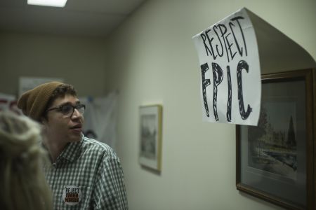 Youth occupied federal Transportation Minister Marc Garneau's Montreal office on Friday. Photo: Brandon Johnston.