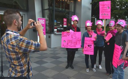 Bystander takes a photo