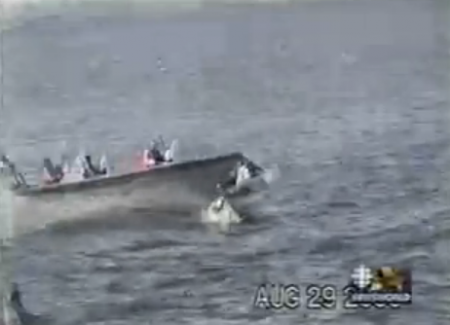 Department of Fisheries and Oceans patrol boat running over Mi'kmaq fishers in 2001.