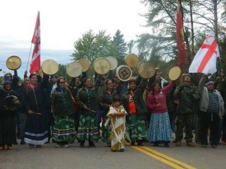 "What the RCMP are aiming at," a photo from the blockades in Rexton. Photo by @mykelone