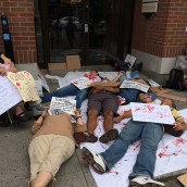 Die-in at Mulcair's Office to Denounce NDP’s Position on Israel