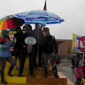 Despite Heavy Rain, Montrealers took to the Streets to Call for the Boycott, Divestment and Sanction against Israeli apartheid