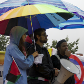 Despite Heavy Rain, Montrealers took to the Streets to Call for the Boycott, Divestment and Sanction against Israeli apartheid