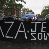 Despite Heavy Rain, Montrealers took to the Streets to Call for the Boycott, Divestment and Sanction against Israeli apartheid