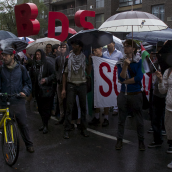 Despite Heavy Rain, Montrealers took to the Streets to Call for the Boycott, Divestment and Sanction against Israeli apartheid