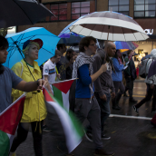 Despite Heavy Rain, Montrealers took to the Streets to Call for the Boycott, Divestment and Sanction against Israeli apartheid