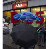 Protesters in front of  the SAQ