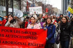 Mélissa Mollen Dupuis and Marie-Céline Charron, two of the march's organizers. (Robin Dianoux)